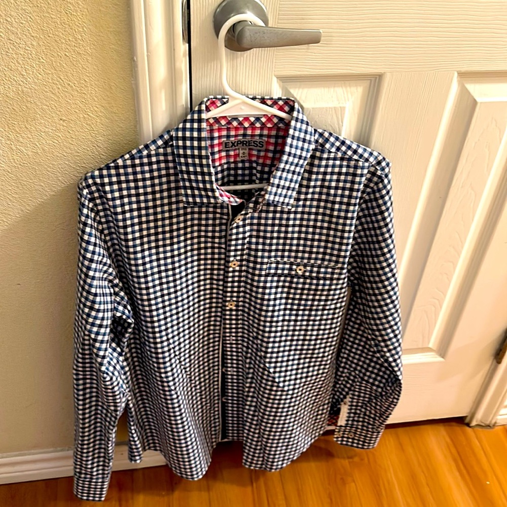Selling an Express shirt , size M, blue and white shirt